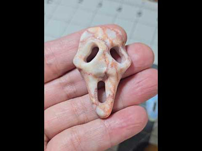 #2 Red Line Stone Silent Scream Face Carving