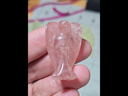 Strawberry Quartz Healing Angel Carving