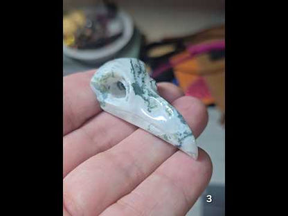 #3 Moss Agate Raven Skull