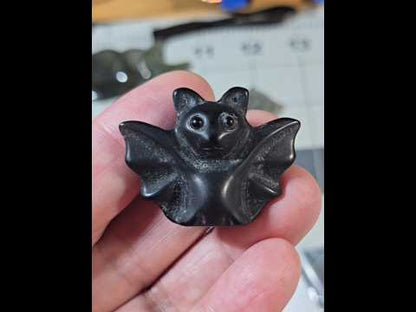 Black Obsidian Bat Carving