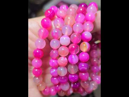 8mm Pink Banded Agate Bracelet