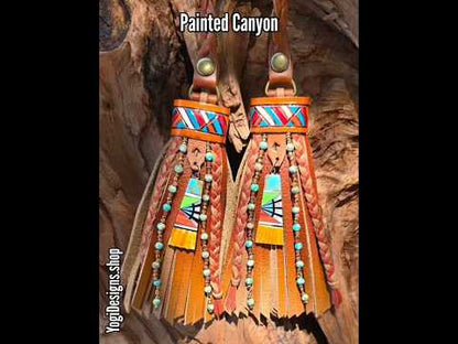 5" Painted Canyon D-ring Leather Tassels