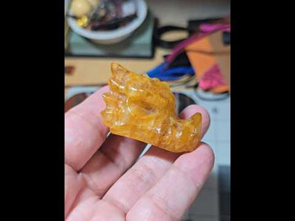 Golden Healer Quartz Dragon Head Carving