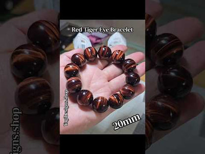 20mm Red Tiger Eye Bracelet