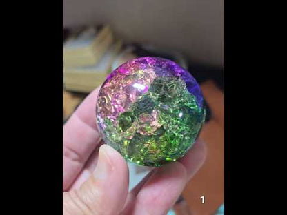 #1 Rainbow Crackled Glass Sphere