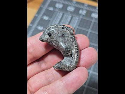 Larvikite Dolphin Carving (UV reactive)