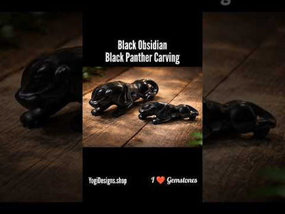 #1 Black Obsidian Panther Carving