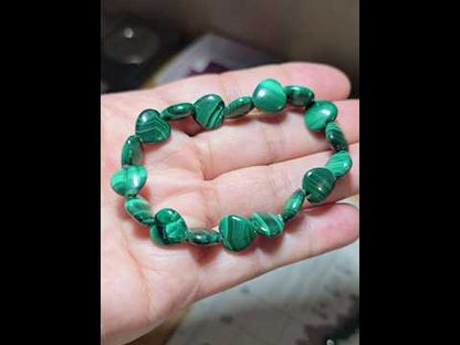12x12mm Carved Malachite Hearts Bracelet