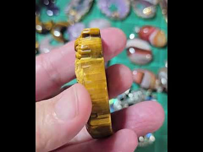 Carved Tiger Eye Owl Skull