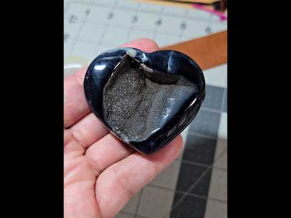 Large Black Druzy Agate Heart