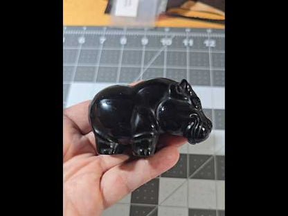 Black Obsidian Hippo Carving