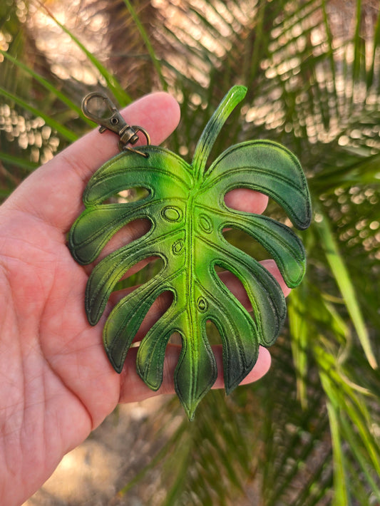 Green Monstera Leather Leaf Charm