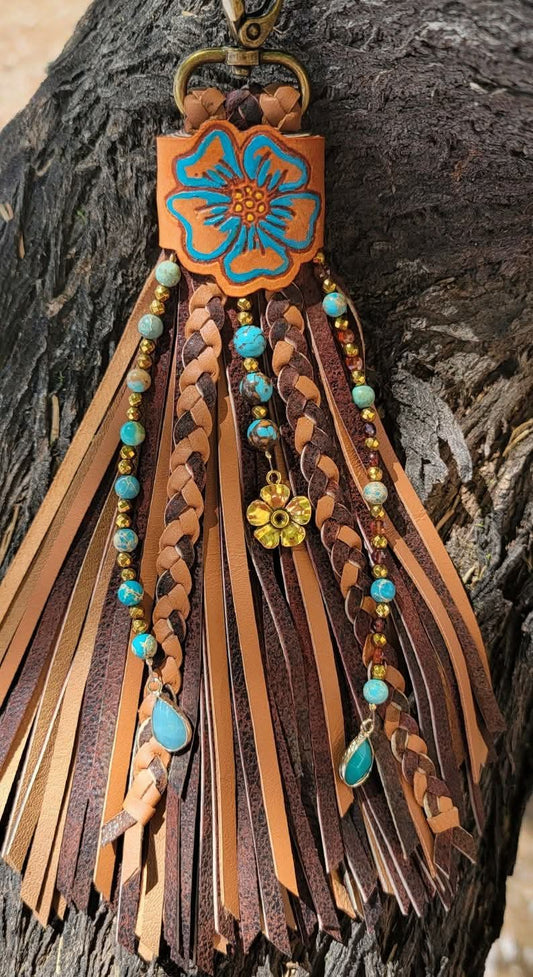 8" Tooled Flower Tassel