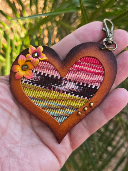 Aloha Artisan Fabric Leather Heart Charm