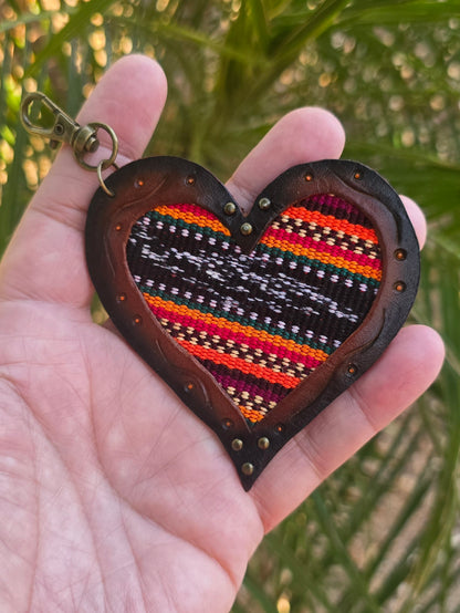 Envy Artisan Fabric Leather Heart Charm