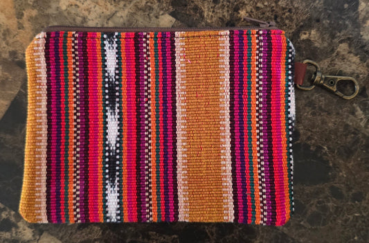 Artisan Fabric and Leather Clip-on Pouch