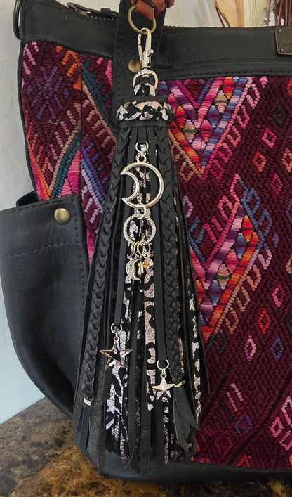 8" Moon & Stars Leather Tassel