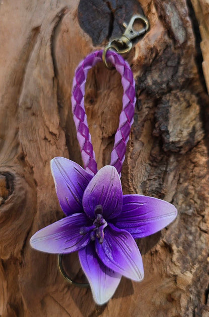Hand sculpted leather flower Charms/Keyfobs
