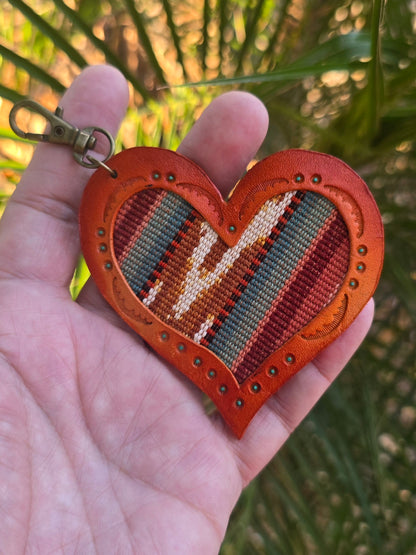 Esperanza Artisan Fabric Leather Heart Charm