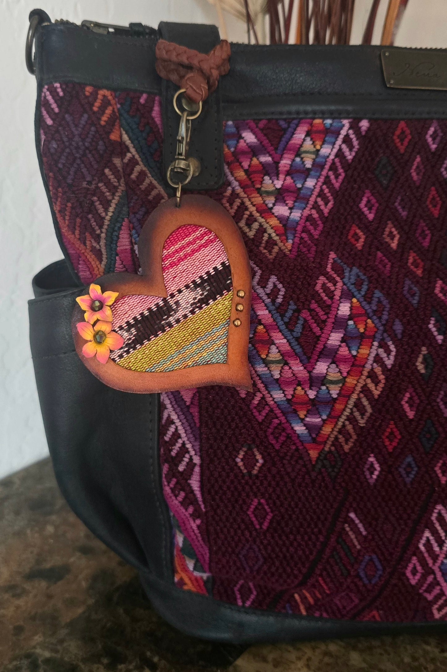 Aloha Artisan Fabric Leather Heart Charm