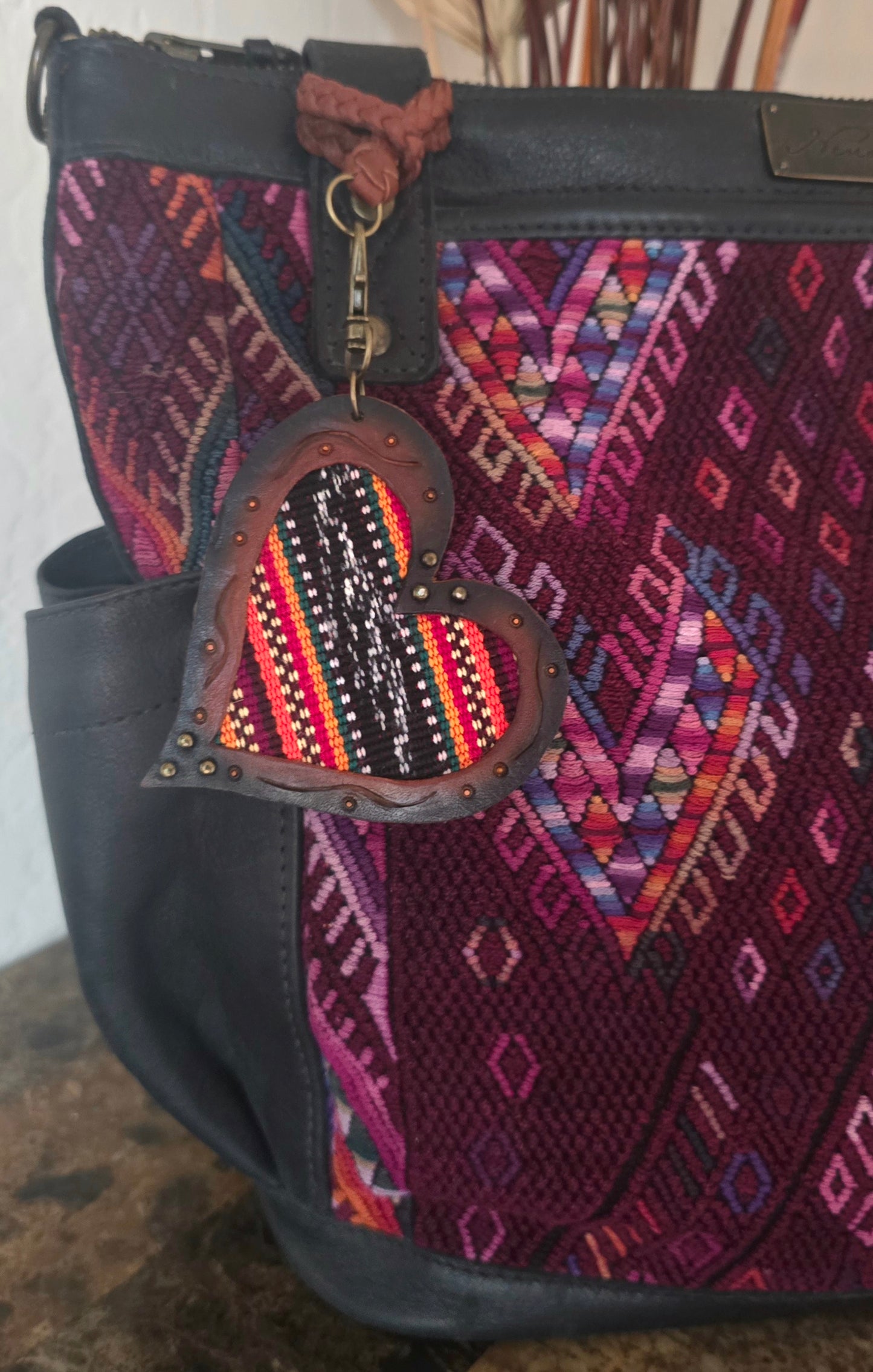 Envy Artisan Fabric Leather Heart Charm